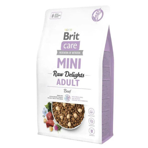 Сухой корм Brit Care Mini Raw Delights Adult для взрослых собак малых пород с говядиной, 2 кг