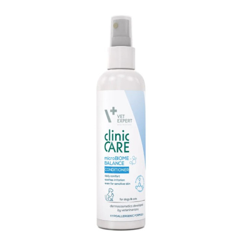 Пребиотико-постбиотический несмываемый спрей-кондиционер Vet Expert Clinic Care Microbiome Balance Conditioner для баланса микробиома кожи у кошек и собак, 150 мл