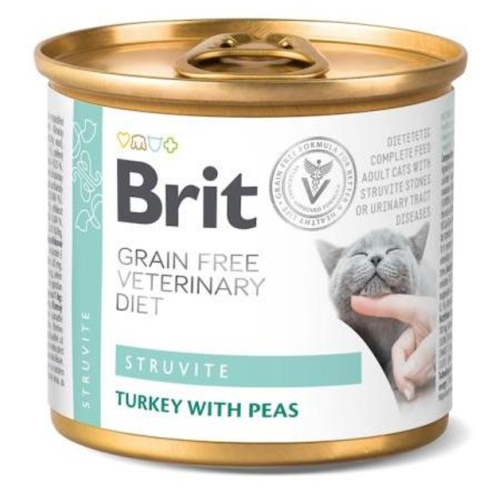 Влажный корм для кошек Brit Grain Free Veterinary Diets Struvite при лечении и для профилактики мочекаменной болезни (с индейкой и горохом) - 200 г