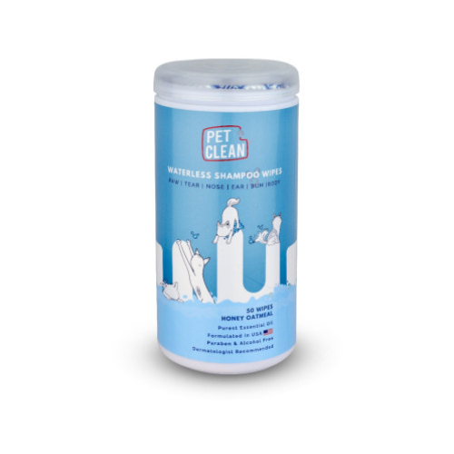 Салфетки влажные для домашних животных Pet Clean PET WATERLESS SHAMPOO WIPES очищение складок (с медово-овсяным ароматом) - 50шт