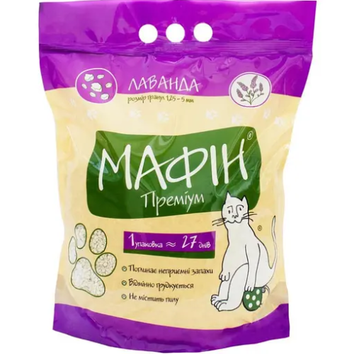 Наповнювач бентонітовий для котячих туалетів LUCKY PET "МАФІН" (із запахом"Лаванда) - 4кг