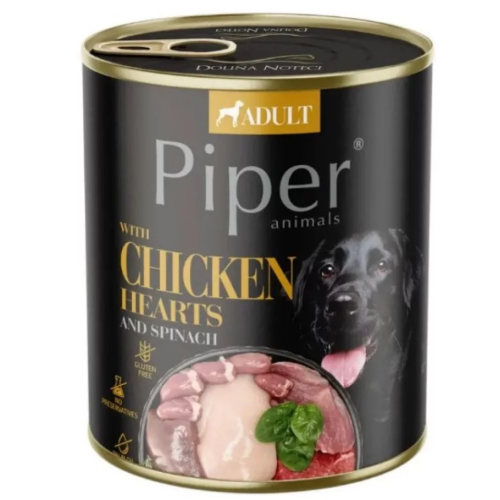 Влажный корм для собак "DN Piper" с куриными сердцами и шпинатом - 500г