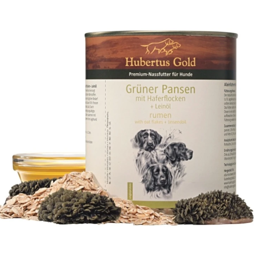 Влажный корм для собак HUBERTUS GOLD Grüner Pansen mit Haferflocken (рубец с хлопьями с льняным маслом) - 800 г