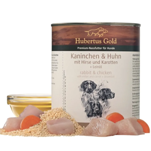 Влажный корм для собак HUBERTUS GOLD Kaninchen & Huhn (кролик и курица с пшеном и морковью) - 800 г
