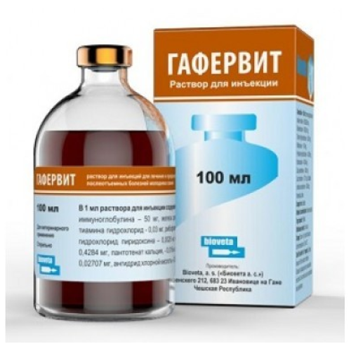 Инъекционный препарат для животных Bioveta Гафервит жидкость - 100 мл