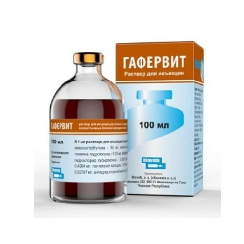 Инъекционный препарат для животных Bioveta Гафервит жидкость - 100 мл