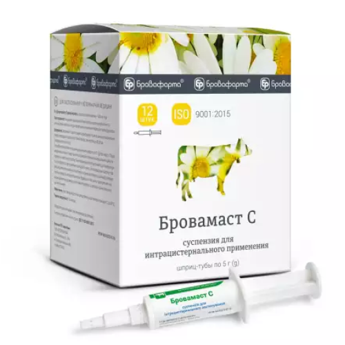 Антибактериальный препарат для животных Бровафарма Бровамаст С суспензия (шприц) - 5 г