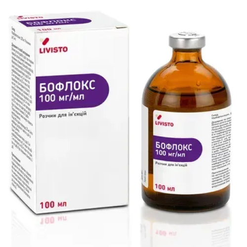 Инъекционный препарат для животных Livisto Бофлокс 10% (антимикробный) раствор - 100мл