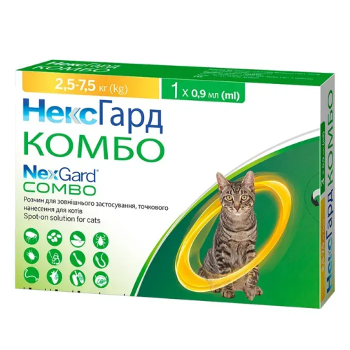 Краплі на холку для котів 2,5-7,5 кг Boehringer Ingelheim NexGard Combo Spot-ON L - 1 шт.