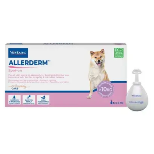 Краплі на холку для котів і собак вагою понад 10кг Virbac Allerderm Spot-on (лікування дерматитів) емульсія - 4мл піпеток - 6шт