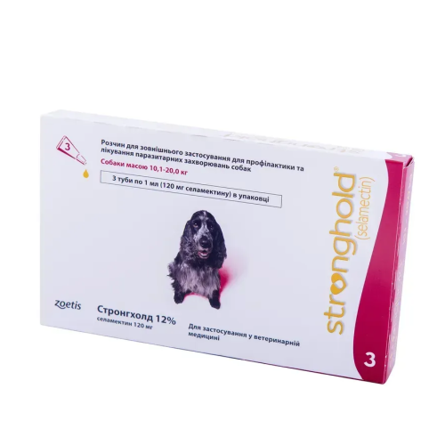 Протипаразитарний засіб для собак 10-20 кг Zoetis Стронгхолд 12% піпетки 3 шт х 1 мл