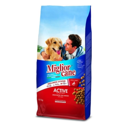Сухой корм для взрослых активных собак Morando Migliorcane Active с говядиной и злаками (поддержка тонуса мышц, костей, кожи и шерсти) - 10 кг