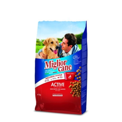 Сухой корм для взрослых активных собак Morando Migliorcane Active с говядиной и злаками (поддержка тонуса мышц, костей, кожи и шерсти) - 4 кг
