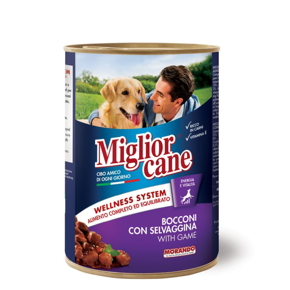 Вологий корм для дорослих собак Morando Migliorcane з дичиною (вигляді шматочків) - 405 г