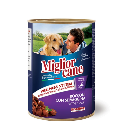 Влажный корм для взрослых собак Morando Migliorcane с дичью (виде кусочков) - 405 г