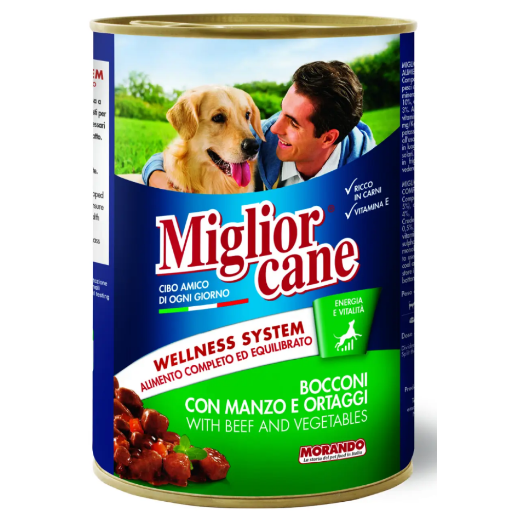 Влажный корм для взрослых собак Morando Migliorcane с говядиной и овощами (виде кусочков) - 405 г