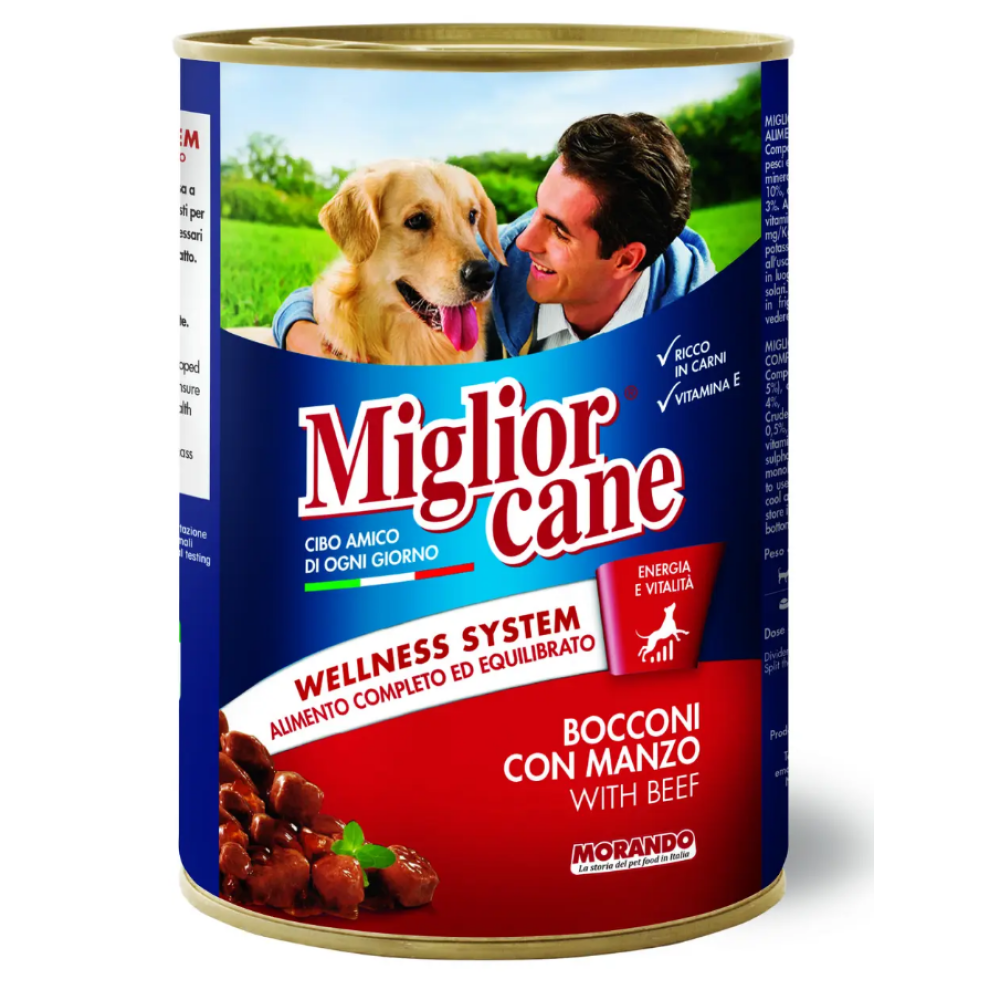 Влажный корм для взрослых собак Morando Migliorcane с говядиной (виде кусочков) - 405 г