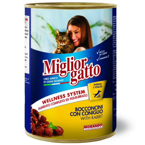 Влажный корм для взрослых кошек Morando Migliorgatto с кроликом (виде кусочков) - 405 г