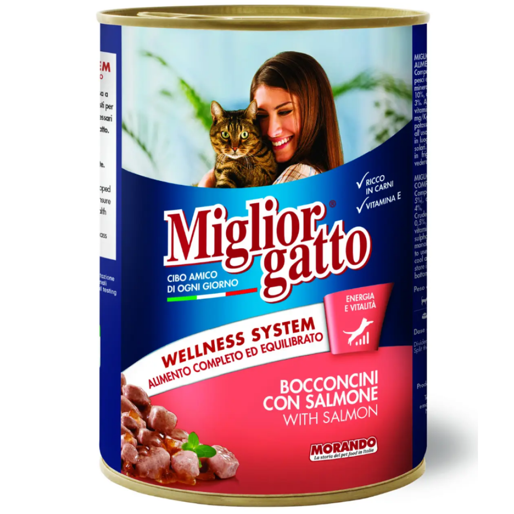 Влажный корм для взрослых кошек Morando Migliorgatto с лососем (виде кусочков) - 405 г