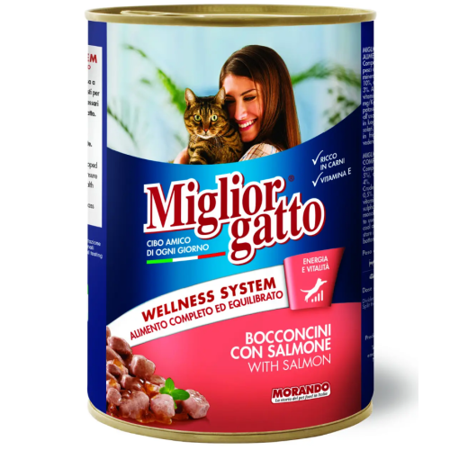 Влажный корм для взрослых кошек Morando Migliorgatto с лососем (виде кусочков) - 405 г