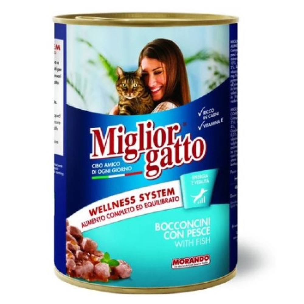 Влажный корм для взрослых кошек Morando Migliorgatto с рыбой (виде кусочков) - 405 г