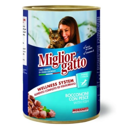 Влажный корм для взрослых кошек Morando Migliorgatto с рыбой (виде кусочков) - 405 г