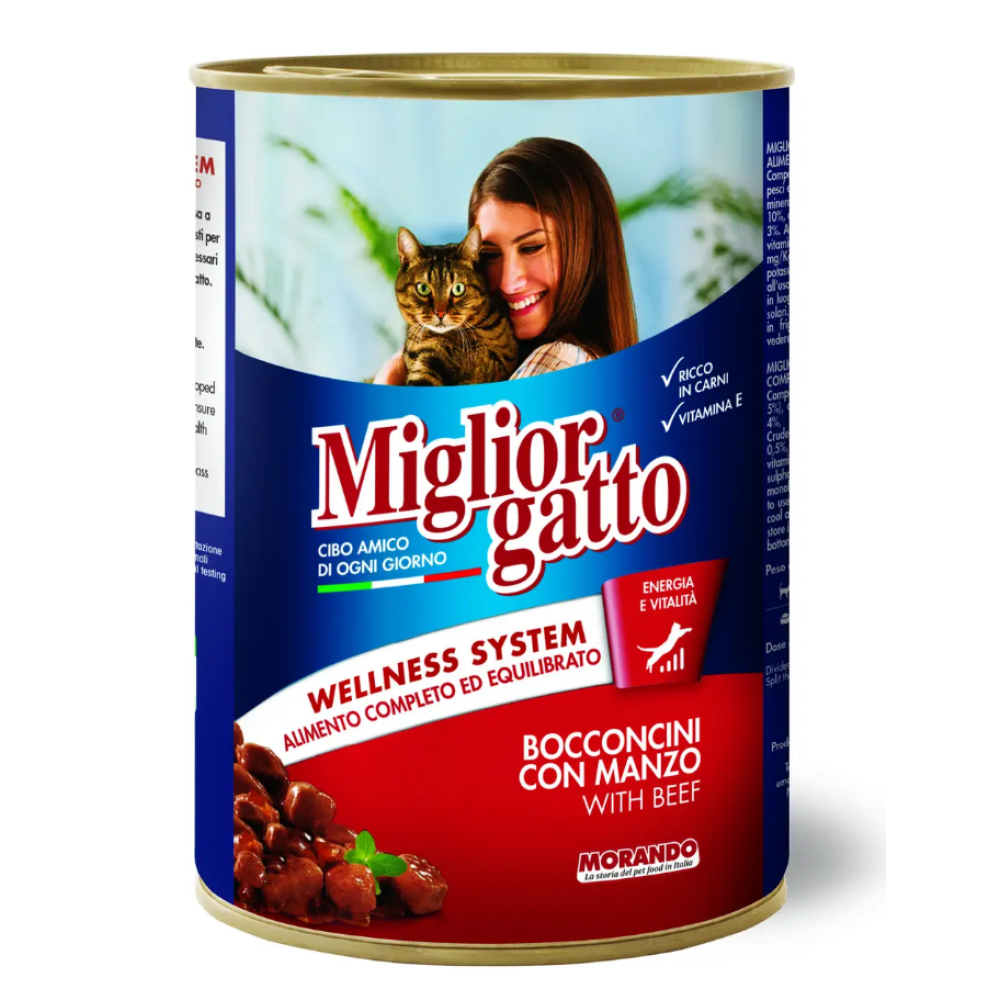 Влажный корм для взрослых кошек Morando Migliorgatto с говядиной (виде кусочков) - 405 г