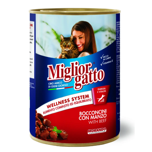 Влажный корм для взрослых кошек Morando Migliorgatto с говядиной (виде кусочков) - 405 г