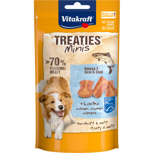 Ласощі для собак малих порід Vitakraft Treaties Minis Salmon&Omega3, MSC Dog (м'які закуски з лососем) - 48 г  