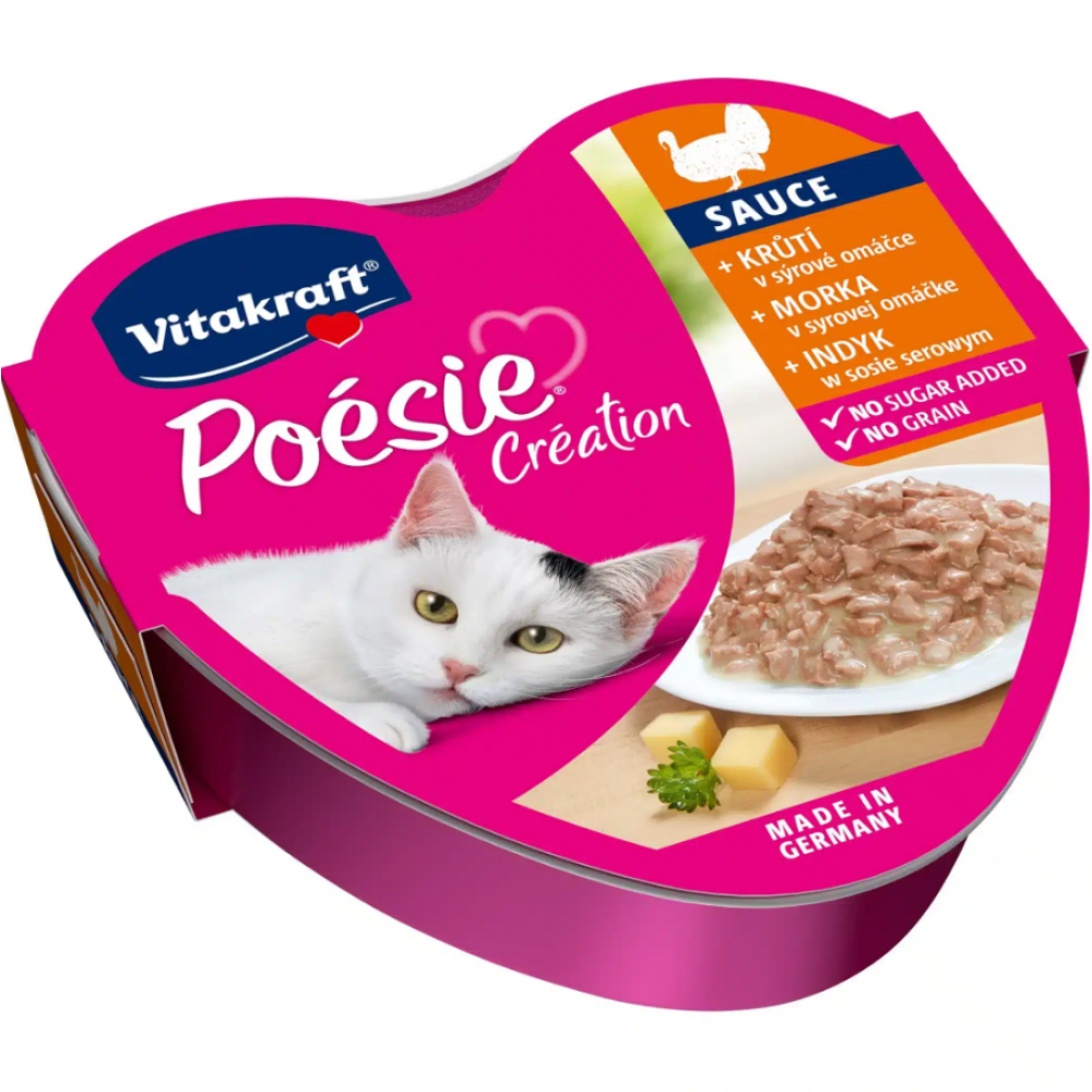 Вологий корм для дорослих котів Vitakraft Poesie Creat.,Turkey Cheese sauce (з індичкою та сиром в соусі) - 85 г