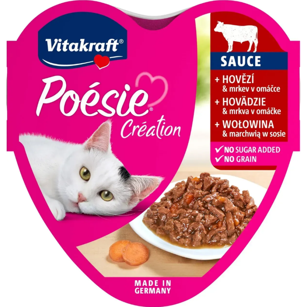 Вологий корм для дорослих котів Vitakraft Poesie®Creation Beef &carrot, Sauce (з яловичиною та морквою в соус) - 85 г