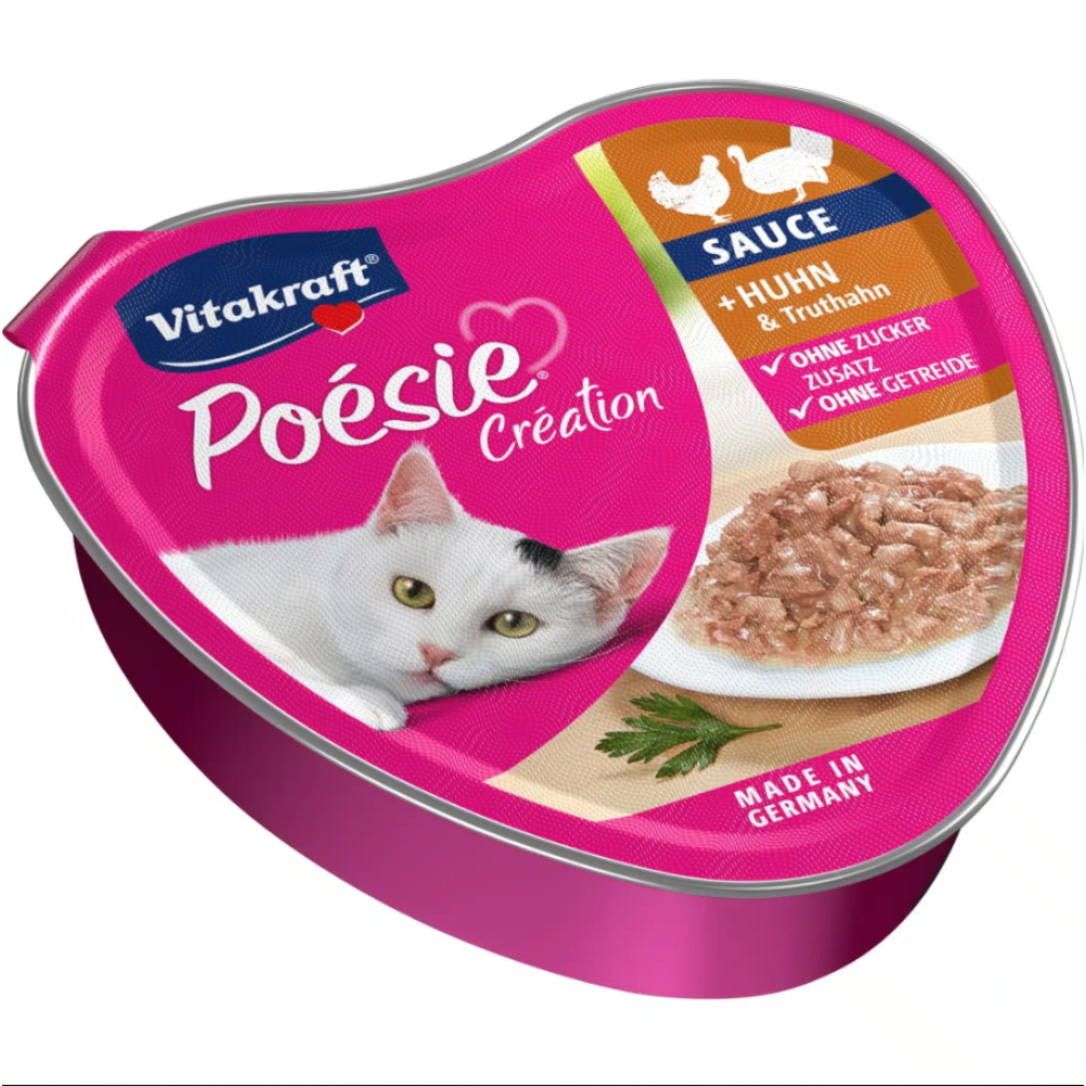 Влажный корм для взрослых кошек Vitakraft Poesie Creat,Chick.&Turkey, Sauce (с курицей и индейкой в соусе) - 85 г