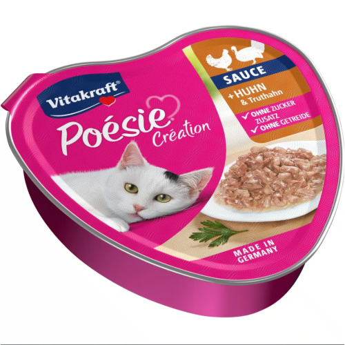 Влажный корм для взрослых кошек Vitakraft Poesie Creat,Chick.&Turkey, Sauce (с курицей и индейкой в соусе) - 85 г