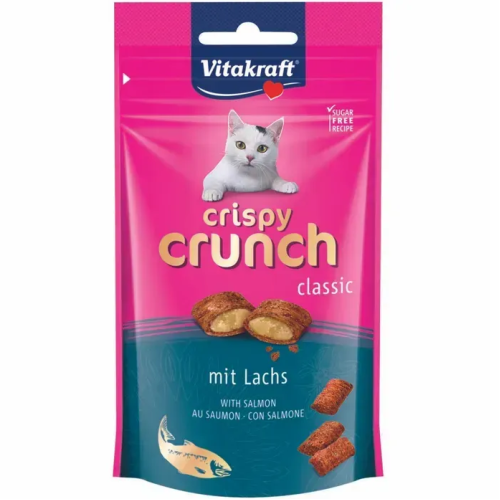 Ласощі для котів Vitakraft Crispy Crunch Salmon Cat (з кремовою начинкою з лососем) павуч - 60 г