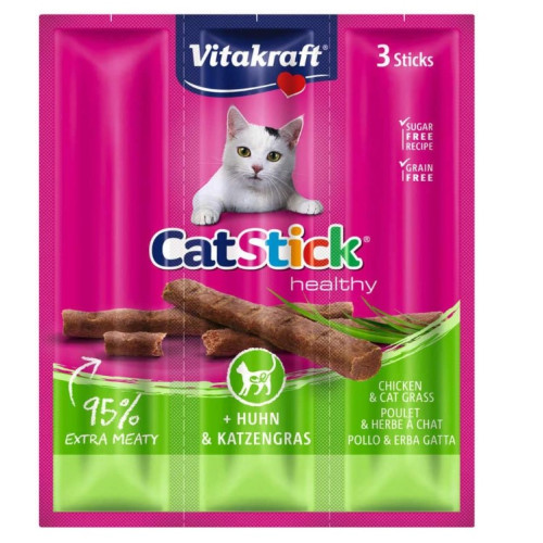 Ласощі для котів Vitakraft Cat Stick Chicken&Cat grass (з куркою і котячою травою) палички -18 гр (3х6г)