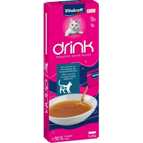 Напиток для кошек Vitakraft Drink Salmon Flavour+ L-Carnitine (напиток с лососем и L-карнитином) - 150г (5x30)