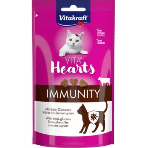 Ласощі для котів Vitakraft Vita Hearts Immunity, beef CAT (м'які сердечка з яловичиною та бета-глюканами) - 40 г