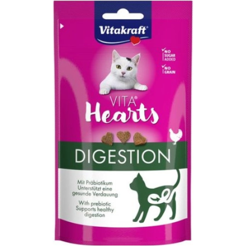 Лакомство для кошек VitakraftVita Hearts Digestion, Chicken CAT (мягкие сердечки с курицей и пребиотиками) - 40 г