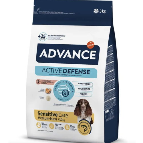 Сухой корм для взрослых собак Advance Dog Med/Maxi Sensitive Salmon&Rice (лосось и рис) - 3 кг