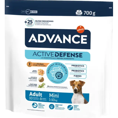 Сухой корм для взрослых собак маленьких пород Advance Dog Mini Adult (с курицей и рисом) - 0,7 кг