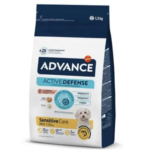 Сухой корм для взрослых собак маленьких пород Advance Dog Mini Sensitive с чувствительным пищеварением (с лососем и рисом) -1,5 кг