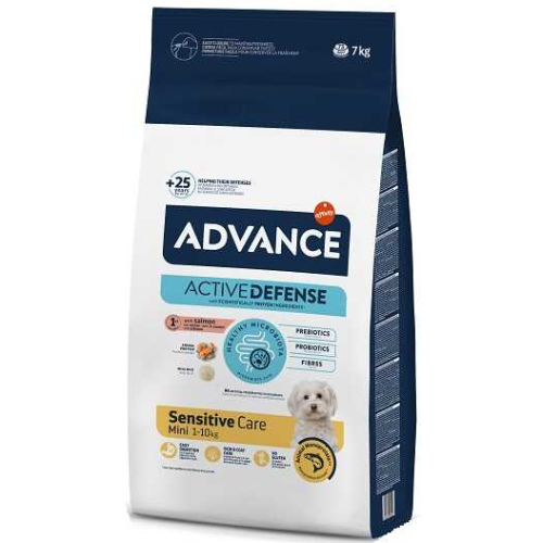Сухой корм для взрослых собак маленьких пород Advance Dog Mini Sensitive с чувствительным пищеварением (с лососем и рисом) -7 кг