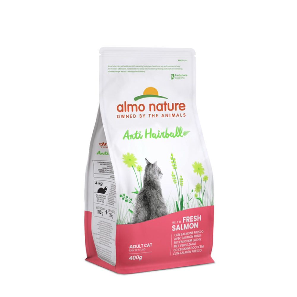 Сухой корм для взрослых кошек Almo Nature Holistic Cat для выведения шерсти (со свежим лососем) - 0,4 кг
