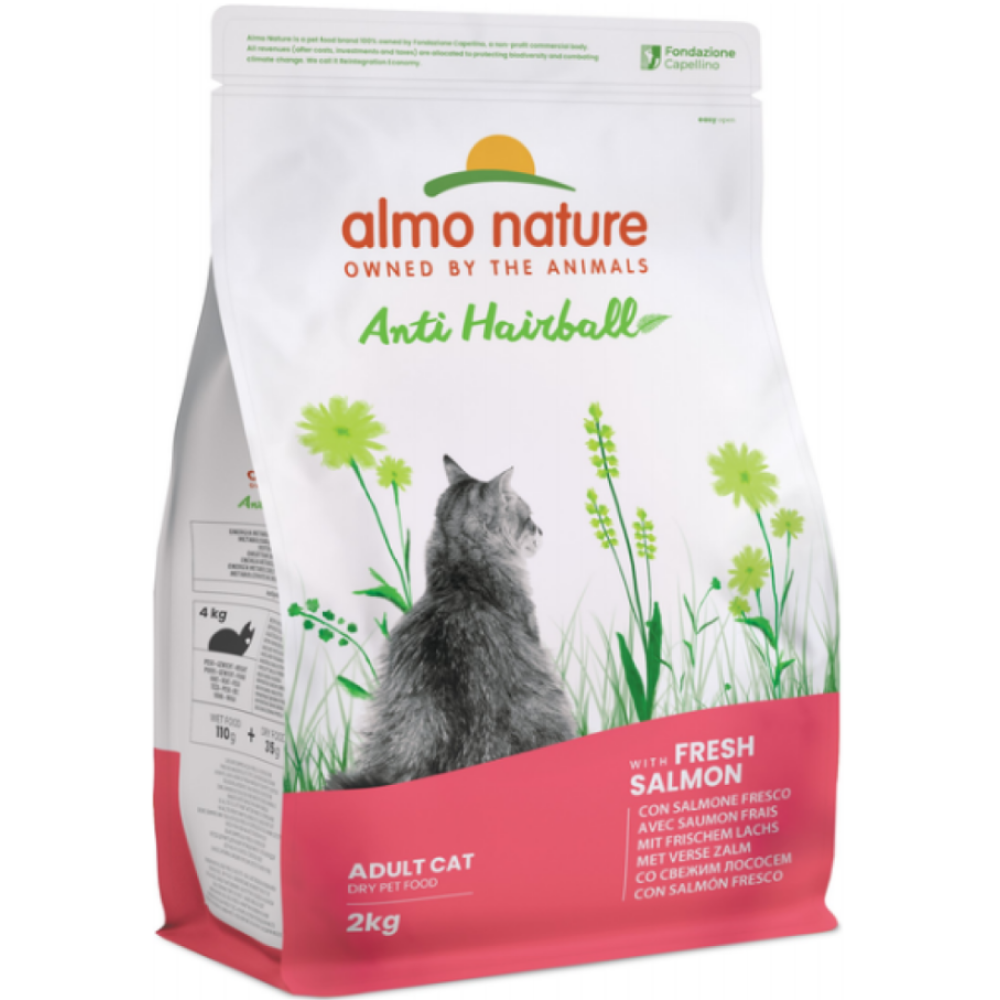 Сухой корм для взрослых кошек Almo Nature Holistic Cat для выведения шерсти (со свежим лососем) -2 кг