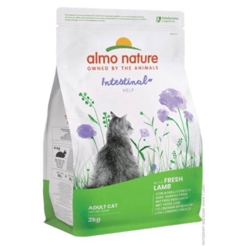 Сухой корм для взрослых кошек Almo Nature Holistic Cat с чувствительным пищеварением (со свежим ягненком) - 2 кг