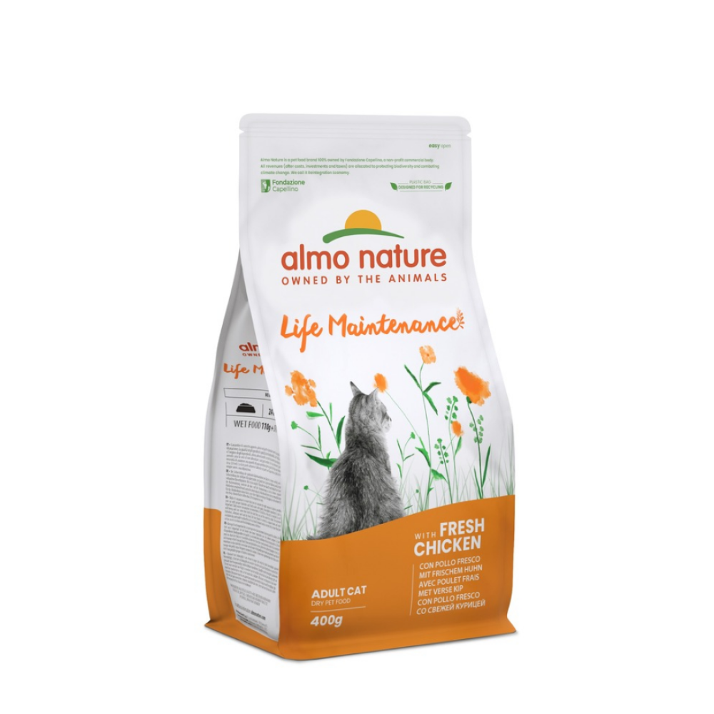 Сухой корм для взрослых кошек Almo Nature Holistic Cat (со свежей курицей) - 0,4 кг