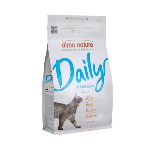 Сухий корм  для дорослих стерилізованих котів Almo Nature  Daily Cat Sterilised (з куркою) - 12 кг