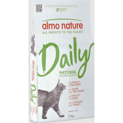Сухой корм для взрослых кошек Almo Nature Daily Cat (с курицей и индейкой) - 12 кг