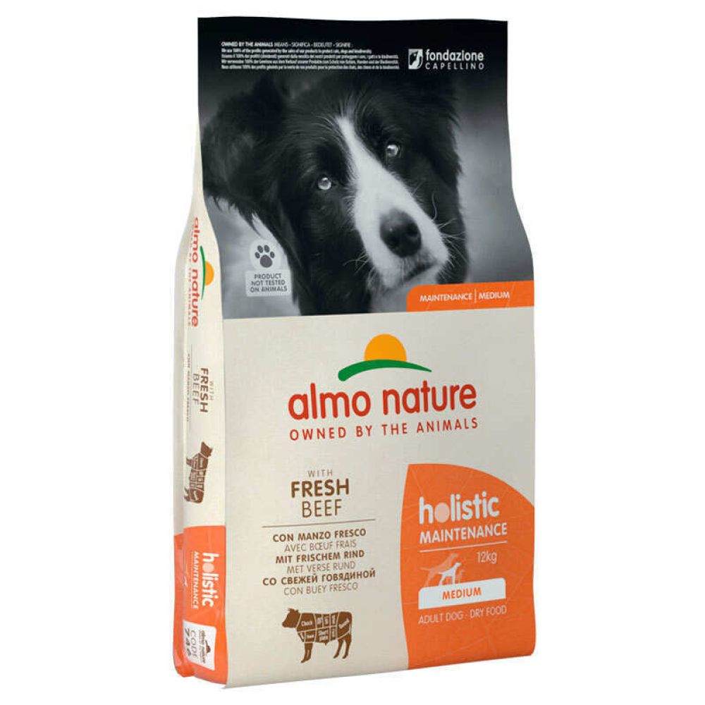 Сухой корм для взрослых собак средних пород Almo Nature Holistic Dog M (со свежей говядиной) - 12 кг.