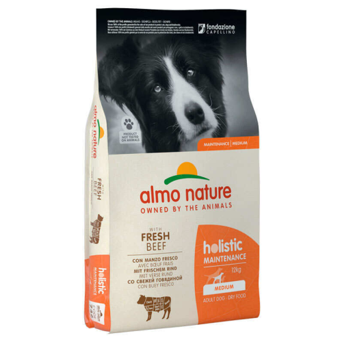 Сухой корм для взрослых собак средних пород Almo Nature Holistic Dog M (со свежей говядиной) - 12 кг.